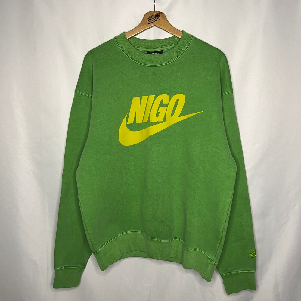Nigo BAPE Bathing Ape Human Made Nike Air Logo Swoosh Crewneck Sweater Green M